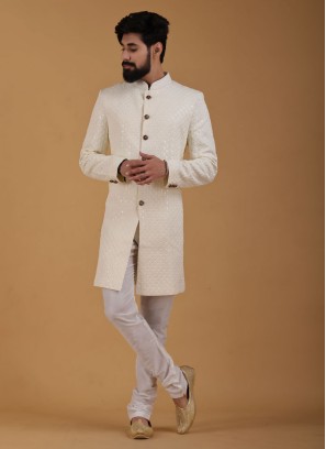Cream Color Indowestern For Wedding Wear