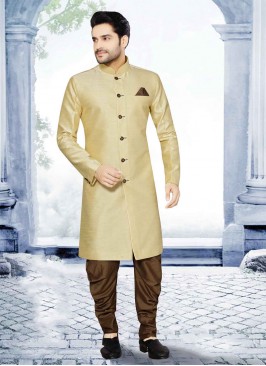 Cream Color Indowestern In Art Silk Fabric