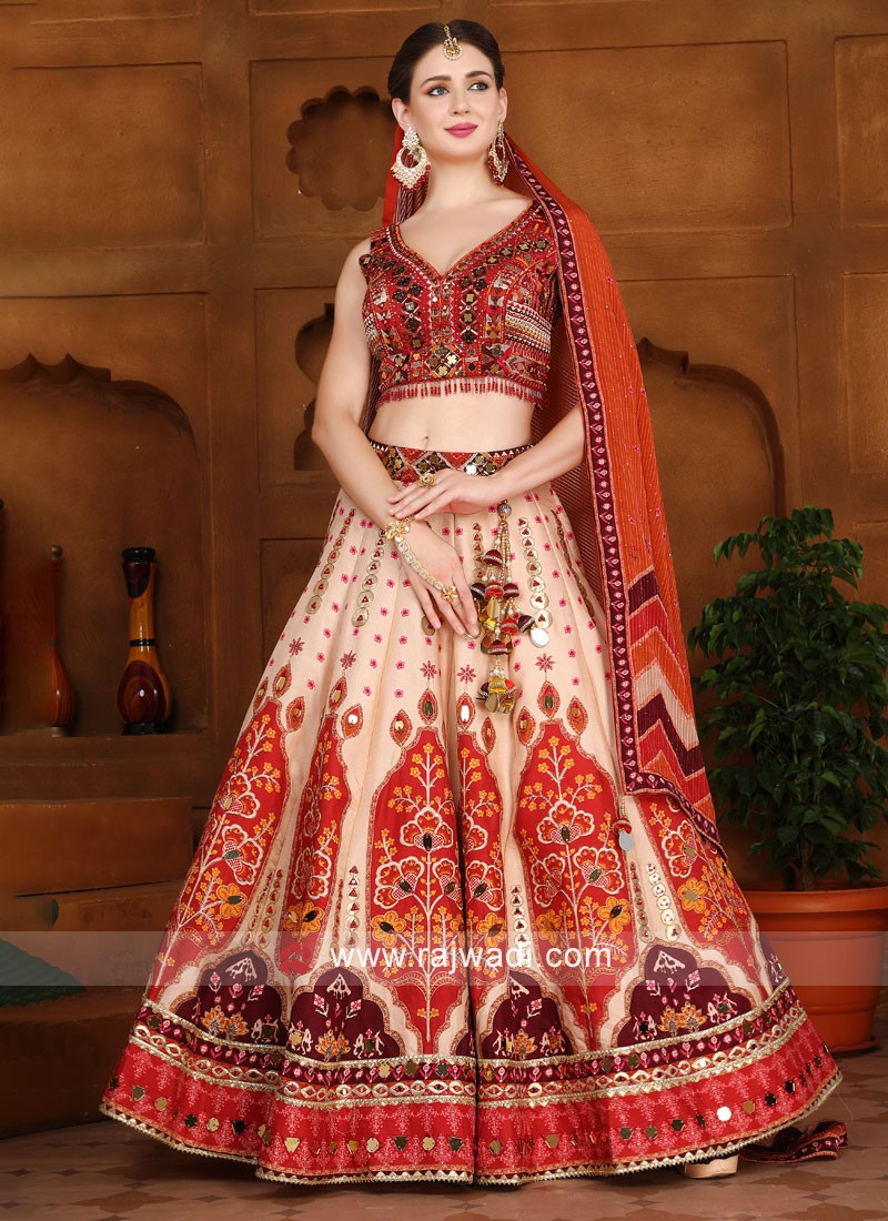 Cream and mustard yellow printed lehenga choli - G3-WLC13554 | G3nxt.com