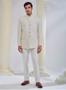 Cream Embroidered Wedding Jodhpuri Suit