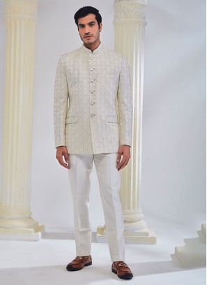 Cream Embroidered Wedding Jodhpuri Suit