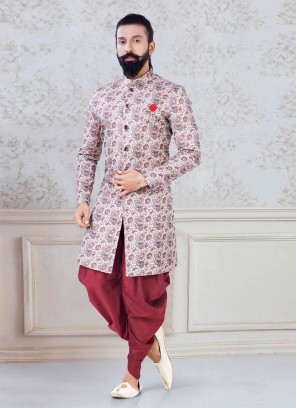 Cream Indowestern With Fancy Digital Print