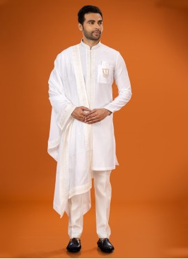 Cream Readymade Fancy Kurta Pajama