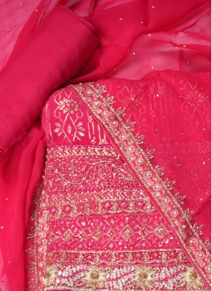 Crepe Silk Dress Material In Rani Color