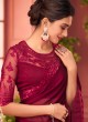 Maroon Georgette Trendy Saree With Lace Border