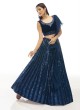 Sequins Blue Velvet A Line Lehenga Choli