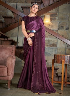 Graceful Purple Contemporary Party Wear Saree