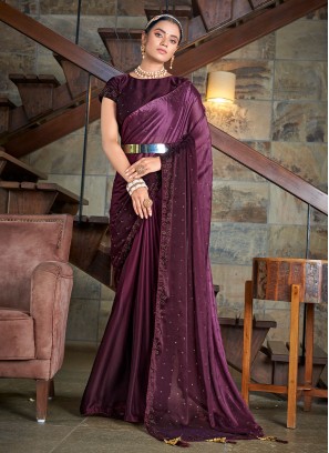 Graceful Purple Contemporary Party Wear Saree