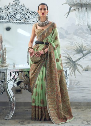 Lovely Pista Green Woven Modal Silk Designer Saree