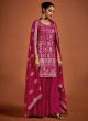 Deep Pink Sequins Embellishment Palazzo Salwar Kameez