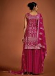 Deep Pink Sequins Embellishment Palazzo Salwar Kameez