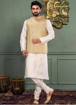 Dark Beige Readymade Nehru Jacket