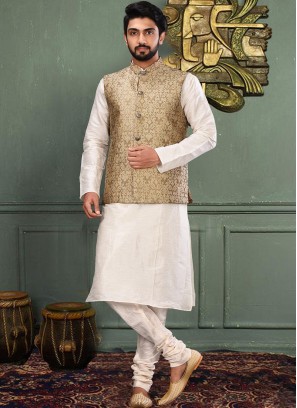 Dark Beige Traditional Men Nehru Jacket