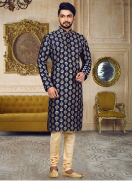 Dark Blue Embroidery Kurta Pajama