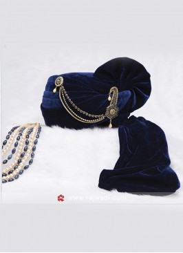 Dark Blue Velvet Safa