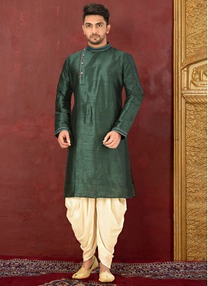 Dark Green Dhoti Style Kurta Set