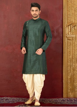 Dark Green Dhoti Style Kurta Set