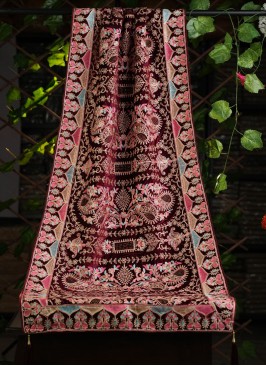 Dark Maroon Dulha Wear Velvet Dupatta