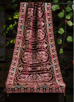 Dark Maroon Dulha Wear Velvet Dupatta