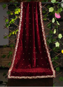 Dark Maroon Wedding Wear Dupatta