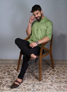 Dark Sea Green Cotton Silk Kurta