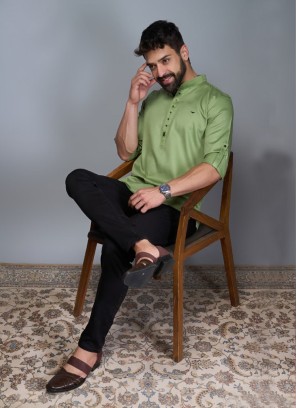 Dark Sea Green Cotton Silk Kurta