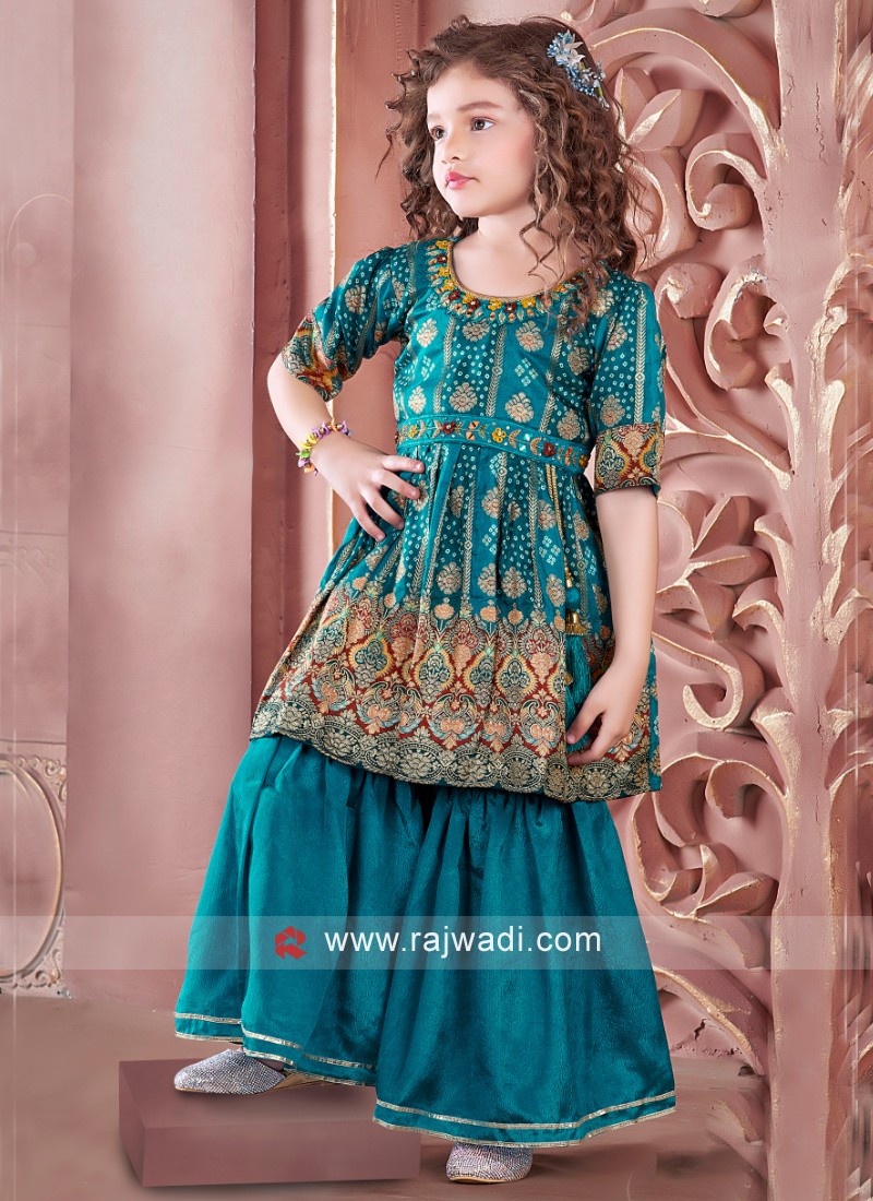 Zari Red Beautiful Silk Sharara Suit at Rs 950/piece in Surat | ID:  25570441462