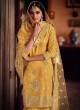 Dashing Mustard Mirror Net Designer Pakistani Salwar Suit