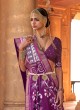 Dazzling Purple and White Patola Printed Silk Saree