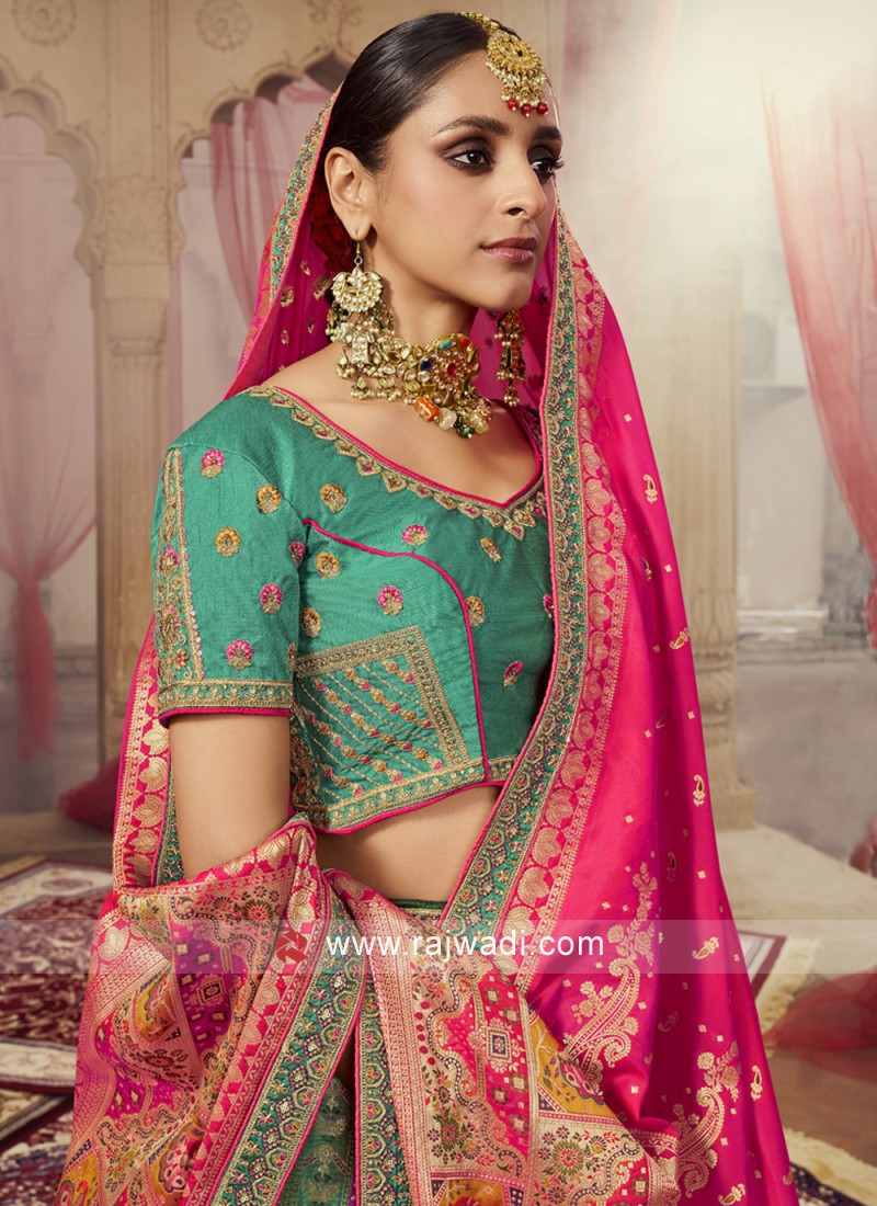 Organza Lehenga Choli In Sea Green – Mindhal