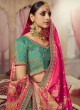 Sea Green And Pink Wedding Wear Lehenga Choli