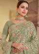 Delightful Georgette Satin Green Bollywood Saree