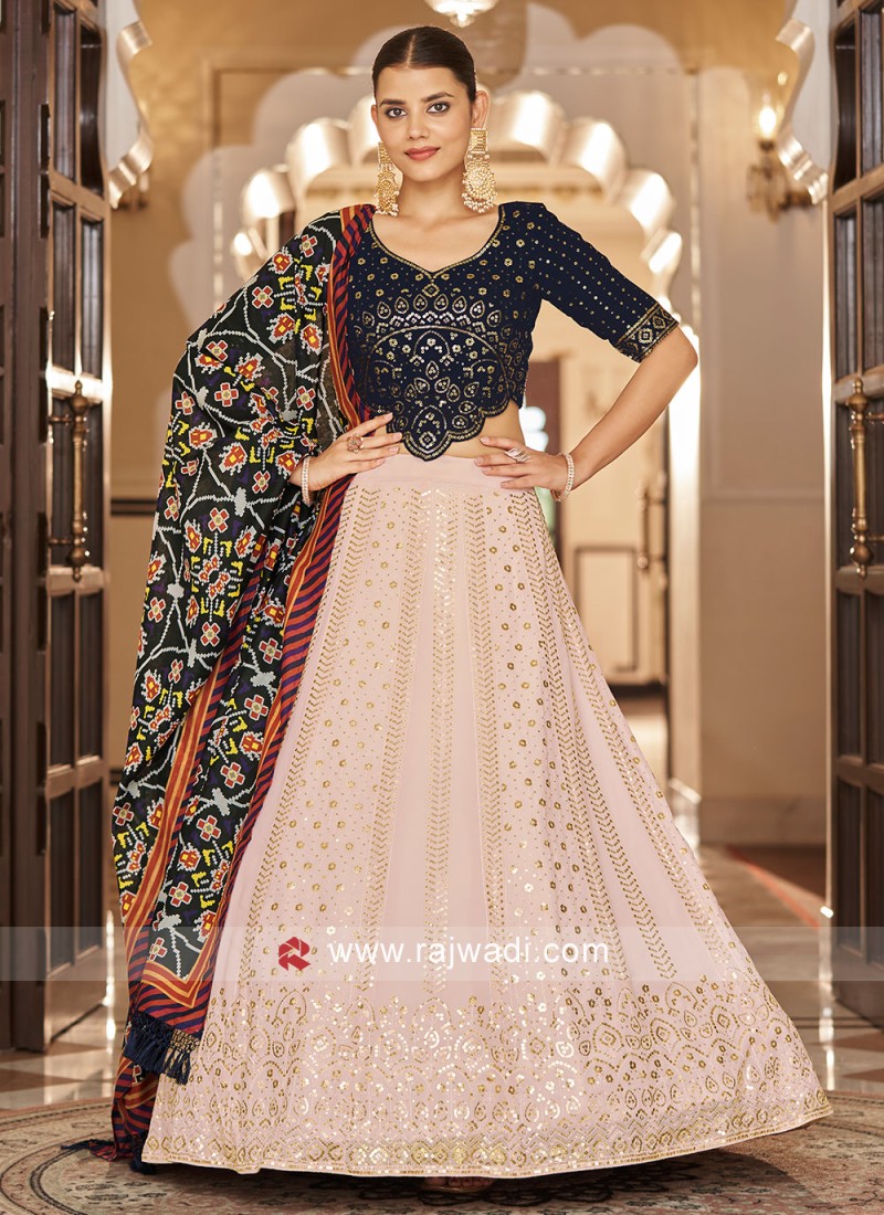 Peach Color Gota Patti Work Lehenga Set With Magenta Color Dupatta –  Bollywood Wardrobe