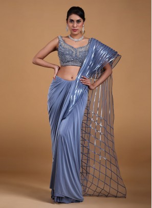 Powder Blue Organza Embroidered Saree Set Design by COUTURE BY NIHARIKA at  Pernia's Pop Up Shop 2024