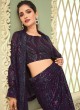 Ravishing Dark Purple Sequins Georgette Saree