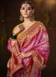 Designer Shaded Pink Bandhej Silk Saree