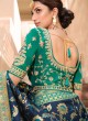 Navy Blue Woven Festival Silk Saree