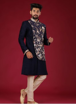 Designer Art Silk Indowestern For Groom