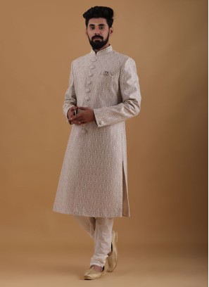 Designer Beige Indowestern For Men