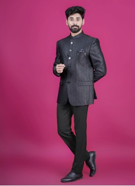 Designer Black Jodhpuri Suit For Men