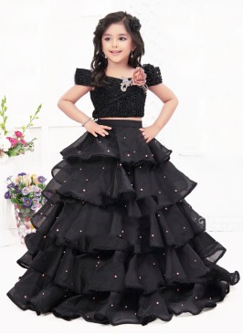 Designer Black Layered Lehenga Choli