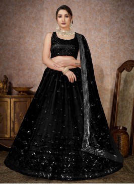 Designer Black Lehenga Choli In Net