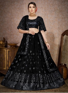 Designer Black Net Lehenga Choli