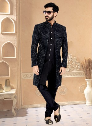 Designer Black Sequins Indowestern Set