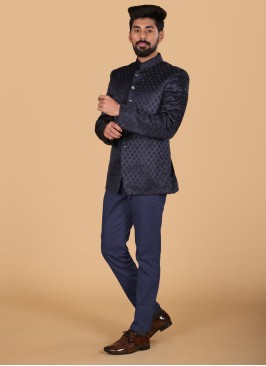 Designer Blue Jodhpuri Suit For Men