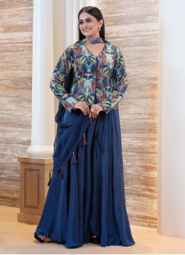 Designer Blue Palazzo Style Salwar Suit