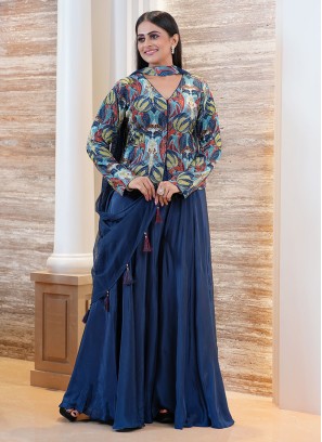 Designer Blue Palazzo Style Salwar Suit
