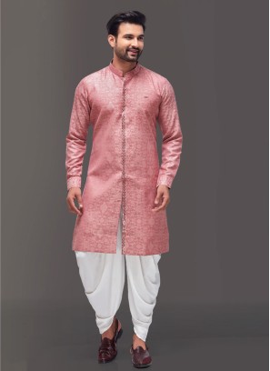 Designer Brocade Silk Fabric Indowestern For Men