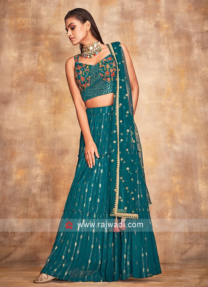 Shaded Green Silk Designer Lehenga Choli