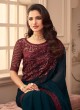 Designer Contemporary Saree Embroidered Silk in Teal